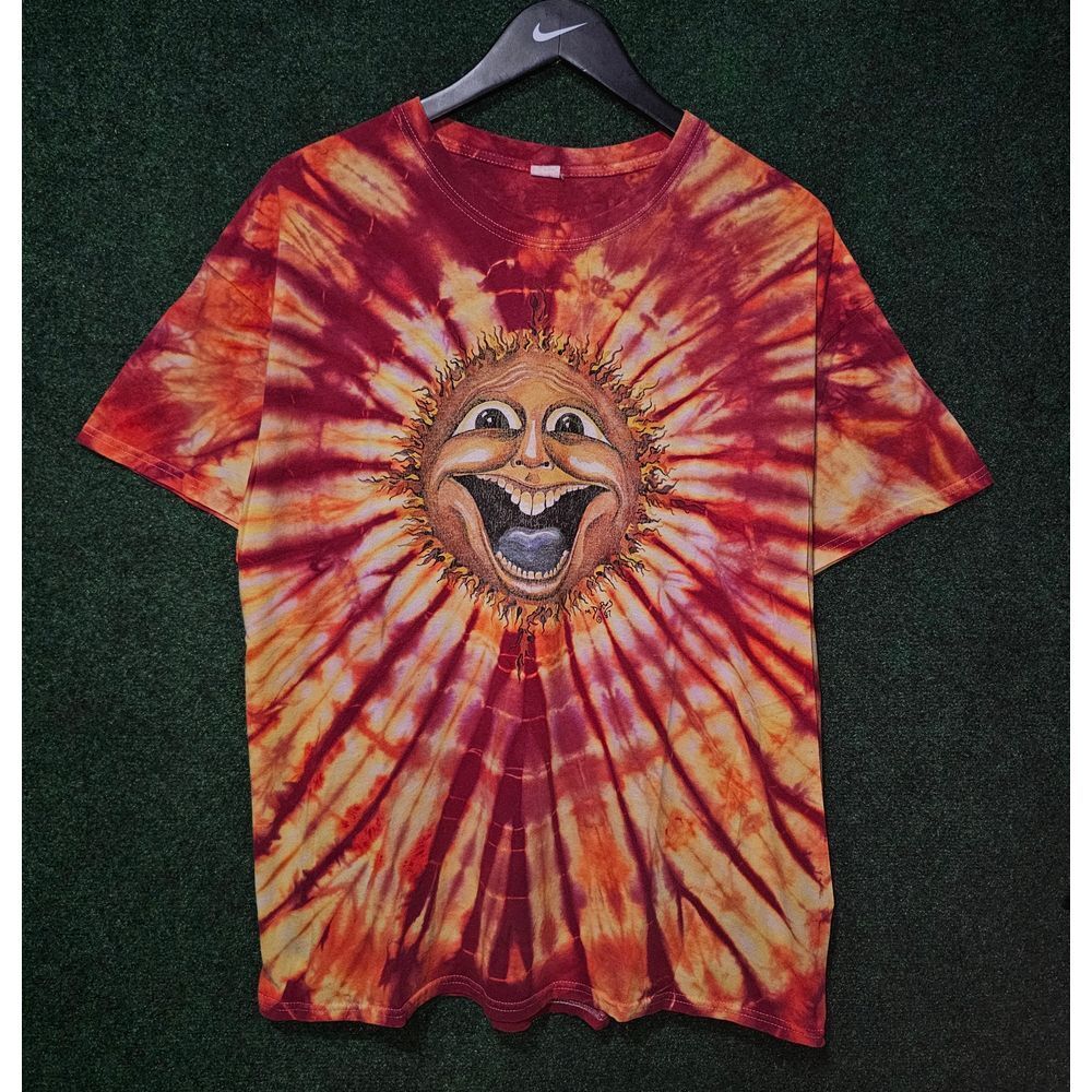 Vintage psychedelic grateful dead alike Aztec Sun Calendar Tie Dye T-Shirt‎ tee